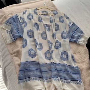 Blue and white kimono